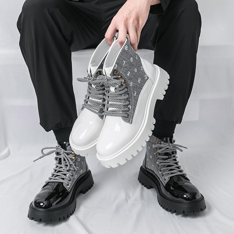Men's High Top Fashion Boots Color Block Street Style Trendy Daily Commuter Wear Date Night Outfit Casual Men's Footwear