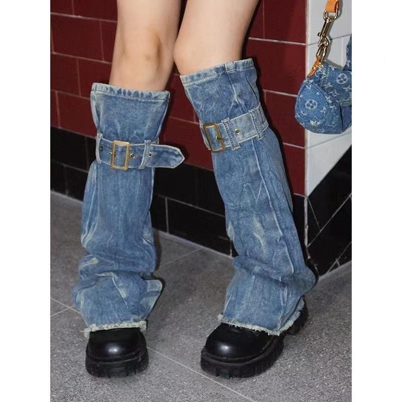 

Cross Border Millennium Hot Girl Blue Cowboy Носки с регулируемым ремешком Универсальные носки средней длины в академическом стиле One size fits all бездна