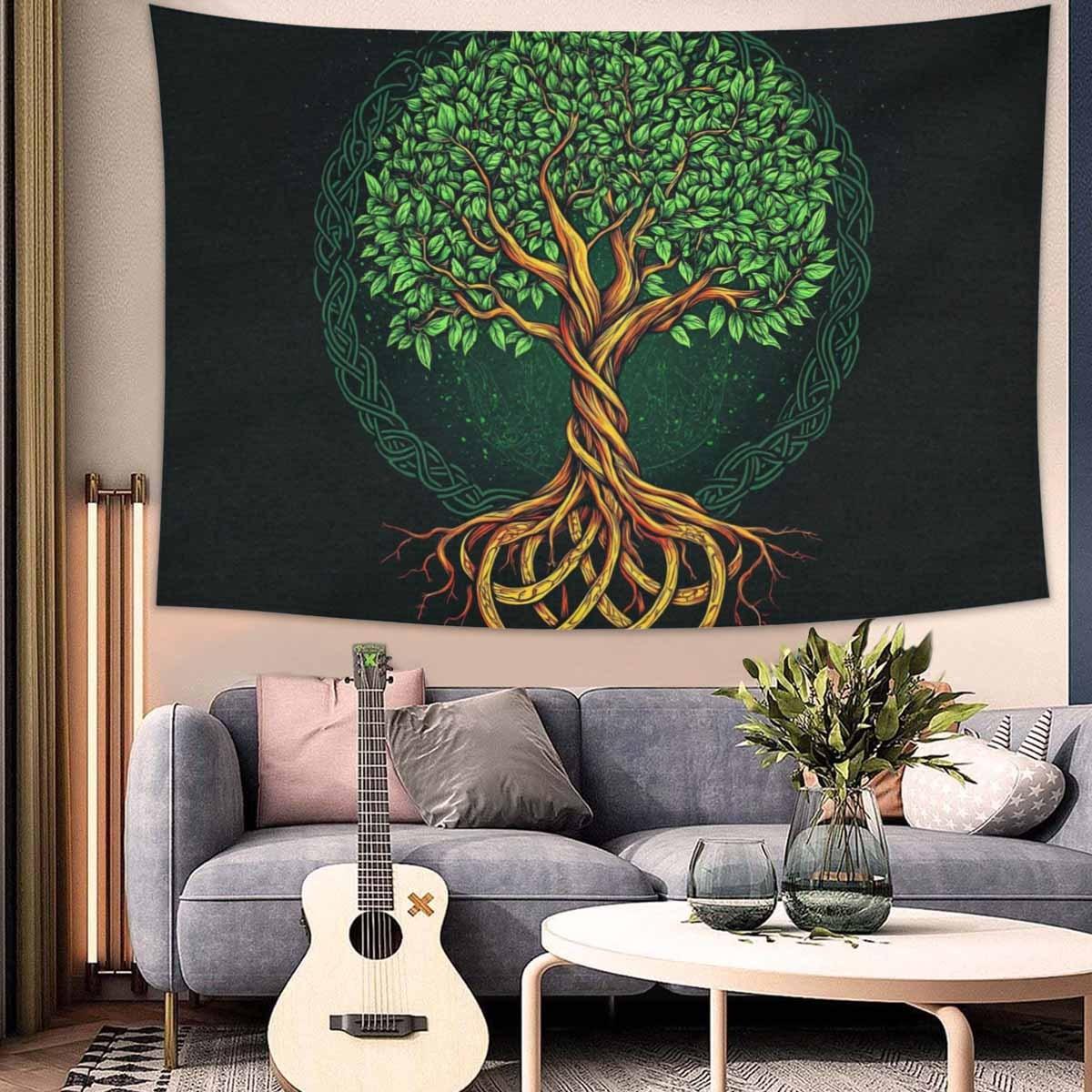 

Зеленое Дерево Жизни Гобелен для Спальни Бохо мандала Дерево Настенные Гобелены Эстетичный Хиппи Природа Цветочный Фон Постер 29x37in