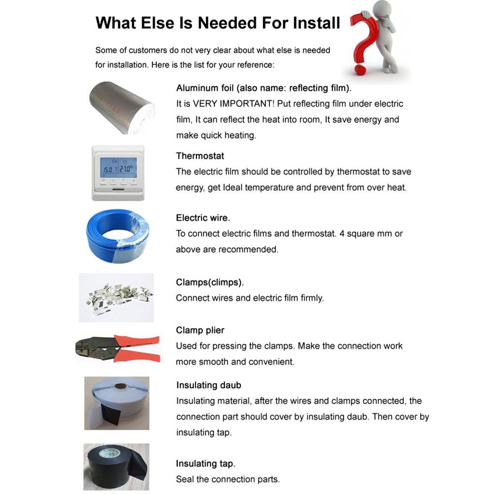 Infrared Electric Floor Heating Film 220V 50cm Width Warming Mat 220W/m2 Electric Warm Floor System