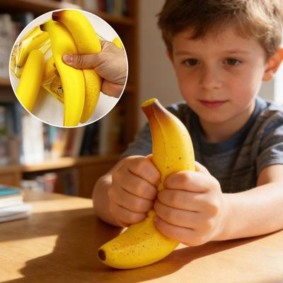 Slow-Rising Ripe Banana Squeeze Toy Soft TPR Fidget for Stress Relief Realistic Fruit-Themed Decompression Gadget for Kids Adults Portable Novelty