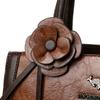 Elegant Faux Leather Tote Bag with Flower Decoration and Adjustable Shoulder Strap