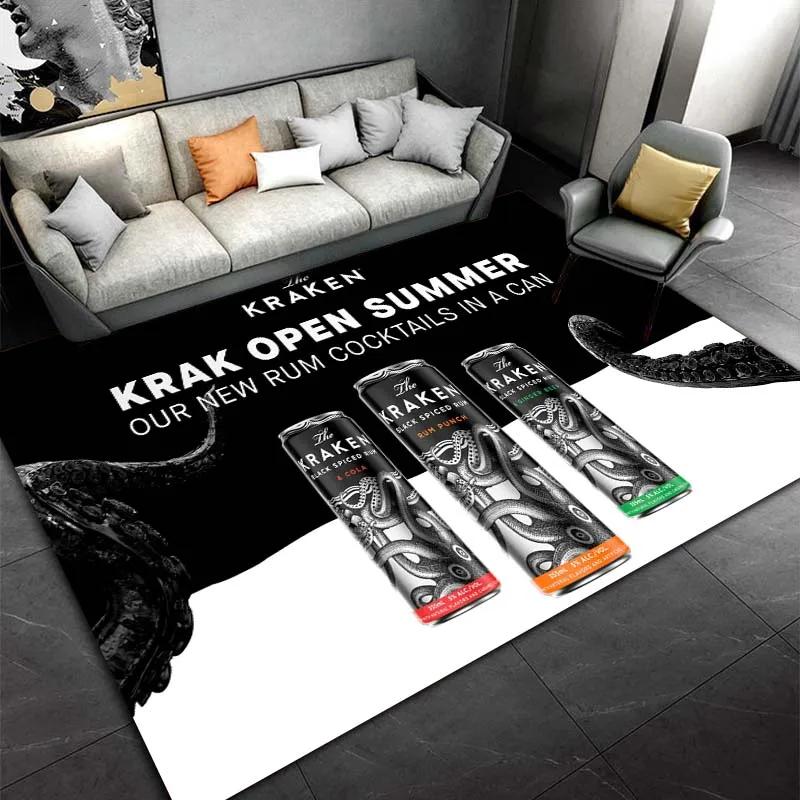 Spiced Rum Kraken-Black Pattern Carpets Bedroom Play Mats Bedroom Decor Carpet Livingroom Rug Crawl Mat Christmas Gift Rug