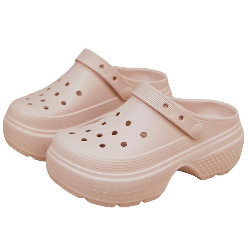Cute Girl Heart Star Hole Shoes Women's Summer Non-slip Thick-soled Heightening Beach Shoes Bag Head Cool Slippers
