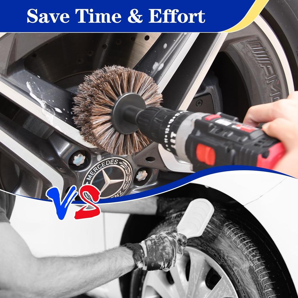 DkOvn Horse Hair Brush For Drill, For Leather, Car Interior, Car Wheel, Upholstery, Furniture, Carpet