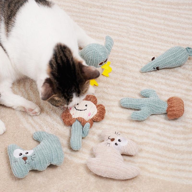 Catnip Cat Plush Toy Soft Bite‑resistant Cat Chew Toys Cute Animal Shape Interactive Self‑play Relief Stress Teething Toy Pet Supplies