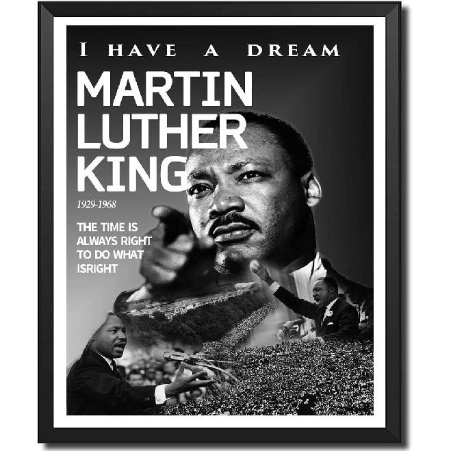 Inspirational Martin Luther King Jr. Quote Wall Art Canvas Print African American Hero MLK Wall Decor Black History Month Poster for Office or Room