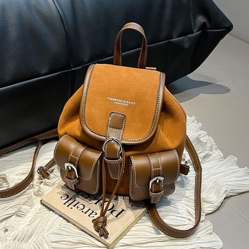 Retro Casual Backpack Women's New Fashion Contrasting Colors Niche Handbag Versatile Small Backpack