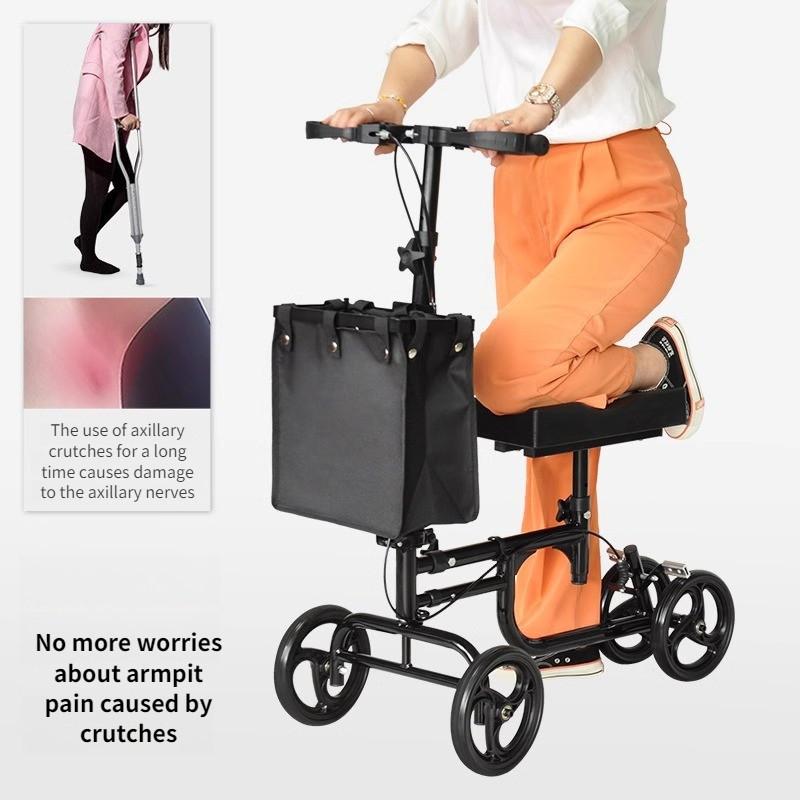 Faltbares Tragbares Gehhilfsmittel für ältere Menschen Knie-Scooter Faltbares Vierrad-Fraktur-Unterstützungsfahrrad