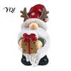 Festive Desk Accessories Christmas Gnome Figurine, Resin Tomte with Tree Hat & Reindeer Wooden Ornaments Antlers, Holiday Tabletop Decor for