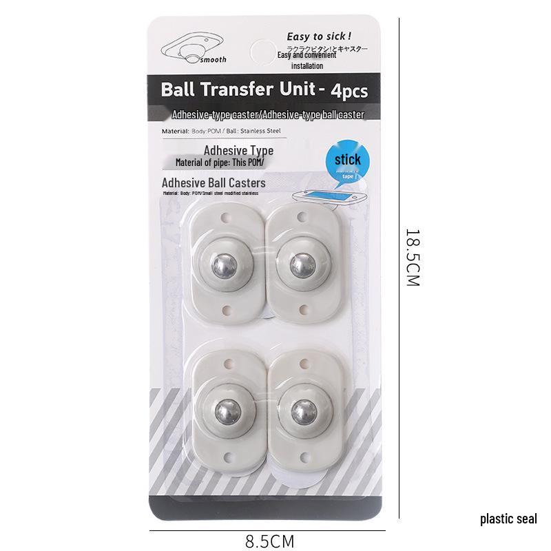 Universal Punch-Free Adhesive Small Wheel Pulley for Storage Boxes