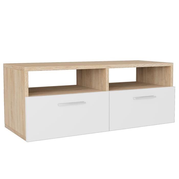 VidaXL Meuble TV 2 pcs Aggloméré 95 x 35 x 36 cm Chêne et blanc