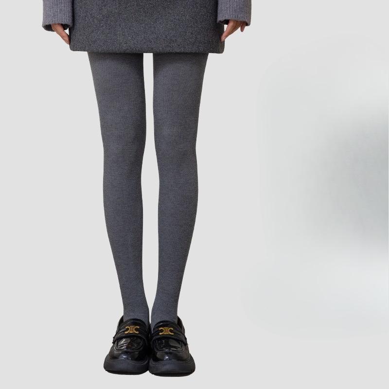 Women's Gray Extended Length Compression Slimming Pantyhose Spring Autumn Outer Wear Non-Slip Drop-Free Leggings