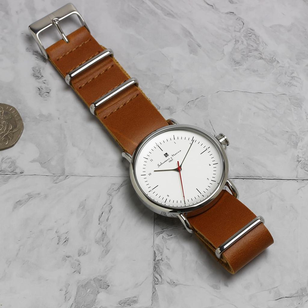 Watch Leather Belt Leather Watch Brand Popular Simple [Salvatore Mara] Men's Women's SM22104-SSWH