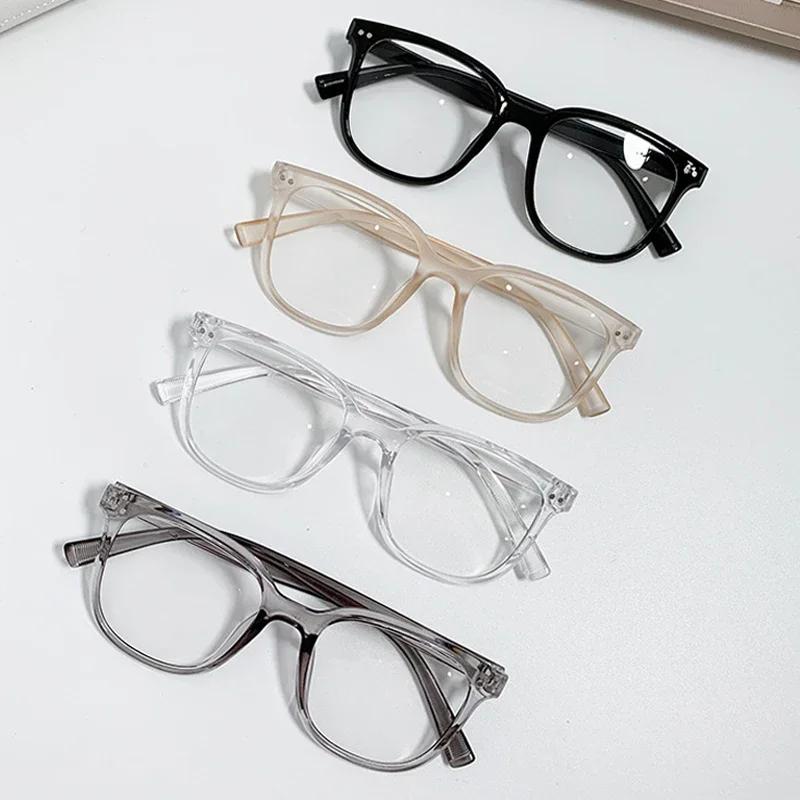 Square Finished Ladies Myopia Glasses Ultralight Oversized Frame Anti Blue Light Prescription Minus Eyewear Diopter 0 To -6.0