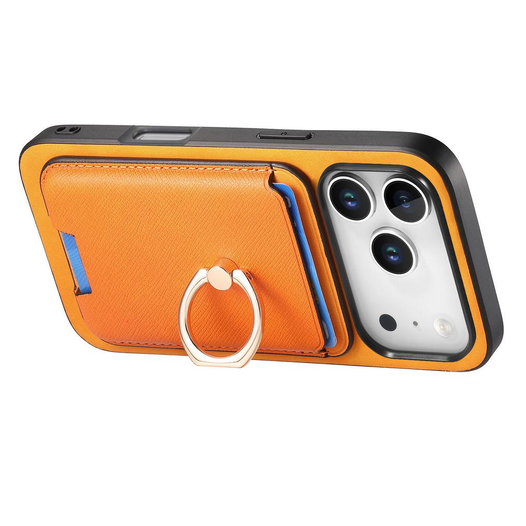 For iPhone 17 Pro Magnetic Case Detachable Card Bag Leather Back Cover with Kickstand