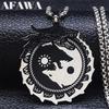 Yin Yang Gossip Wolf Sun Moon Stainless Steel Dragon Pendant Necklace Silver Color Statement Necklace Jewelry Collar N3694S02