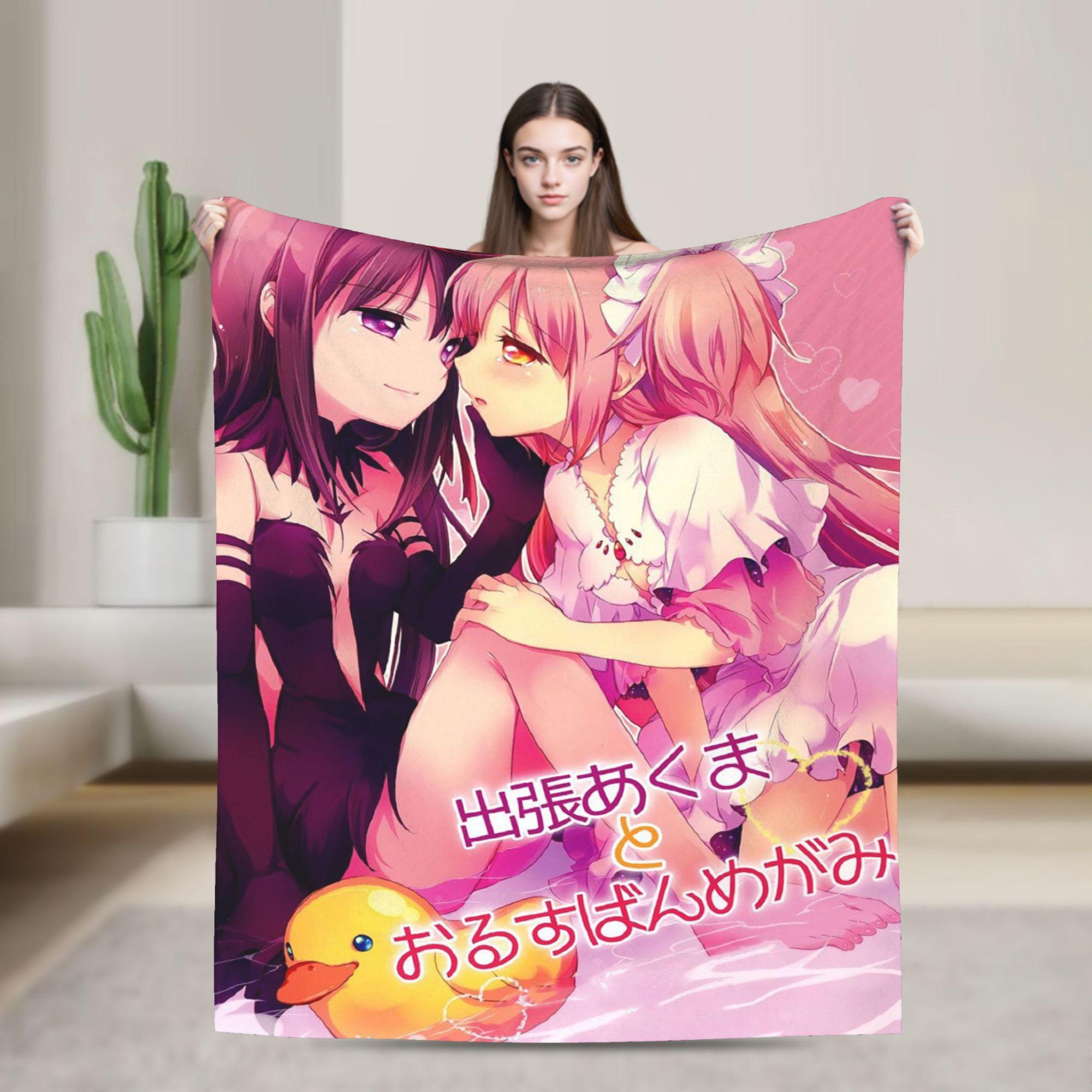 

Puella Magi Madoka Magica Blanket Fleece Air Conditioning Cartoon Breathable Soft Throw Blankets for Home Plush Thin Quilt 75x90cm