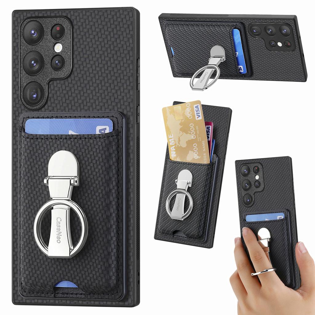 Geldbörse Kartenfach Tasche Hülle für Samsung Galaxy S23 Ultra S22 S21 Plus S20 FE A14 A54 A34 A53 A12 A23 Faltbare Hülle mit Ringhalter