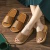 Hausschuhe aus Rattan für Damen, rutschfest, für drinnen, für Paare, Haushalt, ein Mann und eine Frau, Frühlings- und Sommersandalen aus Bambus