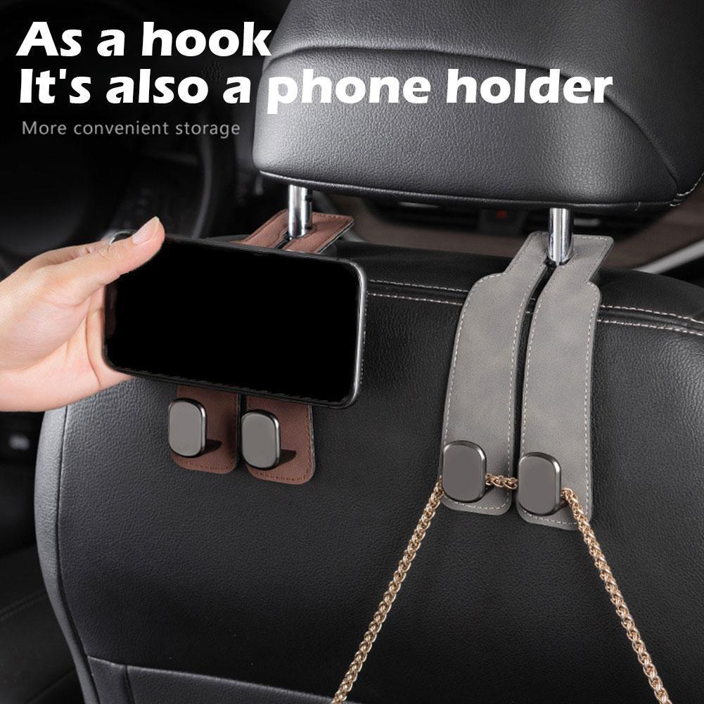 Multi-Function Car Seat Back Hook Hidden Flip-Fur Metal Hanger for Rear Seat Storage, Organizer for Car Accessories Y4I3