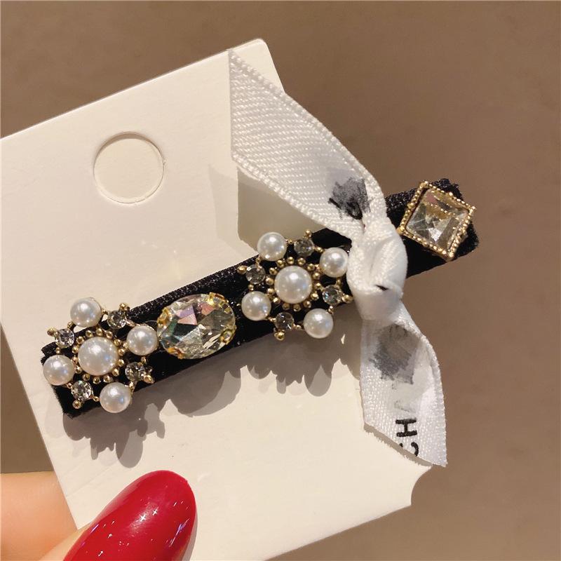 

Инс Корейская Мода Новый Страз Черный Бант Заколка для Волос Сломанный Винтажный Зажим для Волос Боковой Утиный Клюв Девушка Аксессуары для Женщин