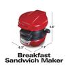 Red Breakfast Sandwich Maker with Egg Ring – Customizable for Muffins, Croissants, Waffles