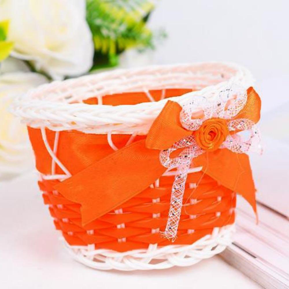 Beautiful Hand Made Flower Storage Basket Imitation Rattan Woven 7 Colors Storage Baskets Shopping Storage Hamper Basket