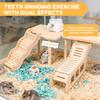 4Pcs Hamster Platform Natural Wood Hamster Climbing Toy with Ramp Tunnel Shelter Small Pet Resting Area Hamster Cage Accessories