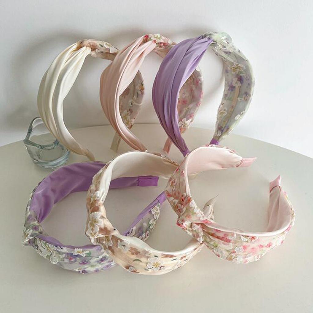 PROLY New Fashion Headband For Women Wide Side Flower Hairband Fresh Light Color Turban Girls Hair Accessories