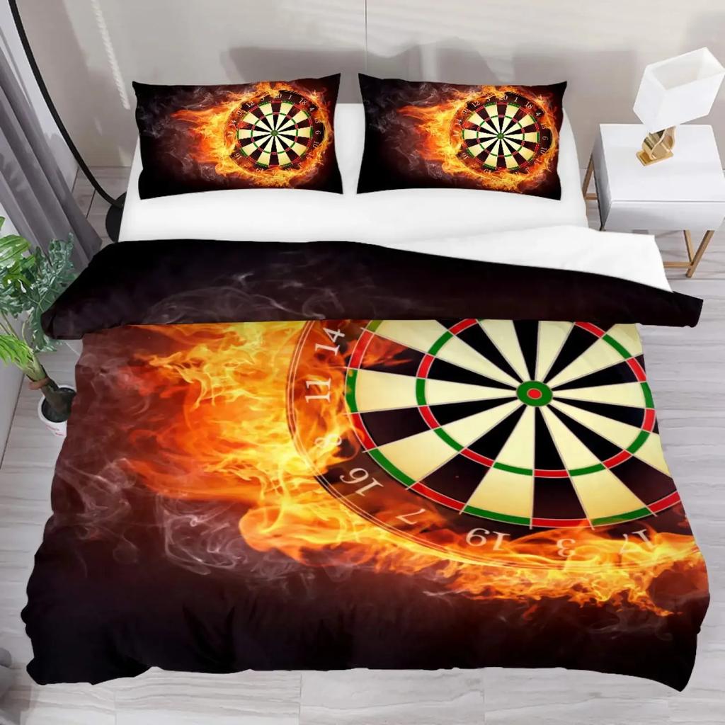 Dart Board Duvet Cover Set,Dartboard Bedding Sets Skin-Friendly Lightning And Flame Comforter Cover Set Full Queen Size