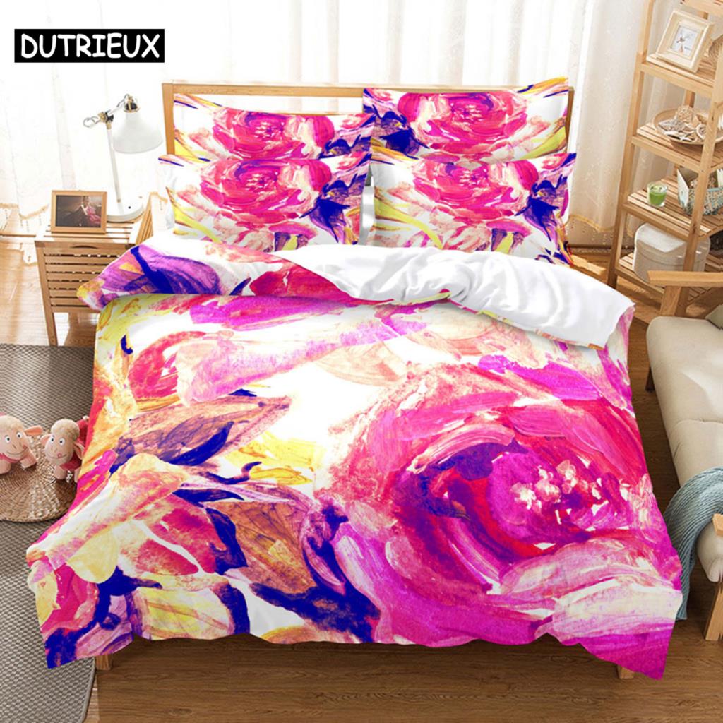 Flower Double Duvet Cover Bedding Set Quilt Case Linens King Queen Full Size 3D Print Pillowcase Single Twin Bed 220x240 200x200