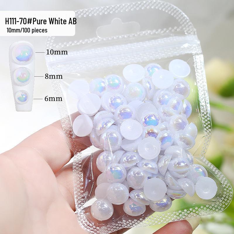 

Японские переливающиеся полукруглые жемчужные аксессуары для нейл-арта с плоским дном - Белый русалки DIY декор