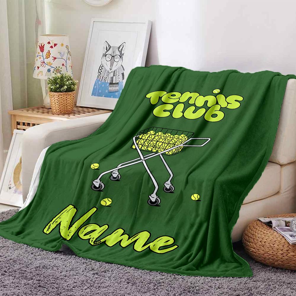 Custom Name Tennis Theme Printed Blanket - Perfect for Couch, Bed, Travel & Outdoor Use | Machine Washable, Cozy & Durable.