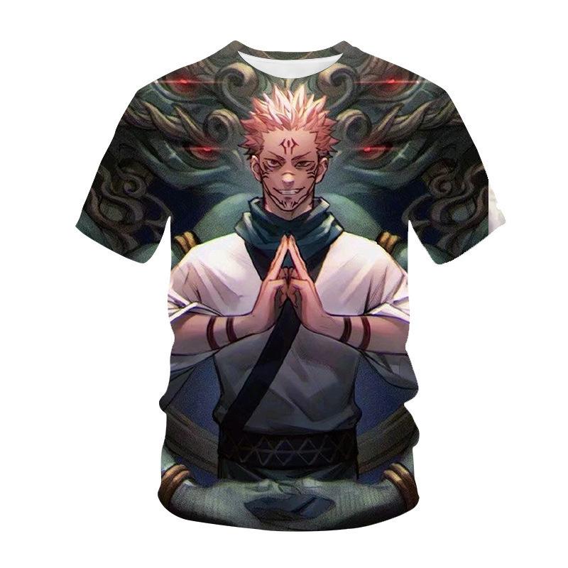 Jujutsu Kaisen Summer Men's Retro Temperament T-Shirt Simple Printed Ryomen Sukuna Short Sleeve T Shirts Outdoor Fitness Breathable T Shirt Tops