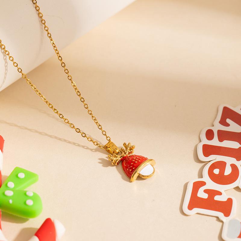 Luxuriöse Damen-Zuckerstangenkette: Weihnachtsanhänger aus Titanstahl.