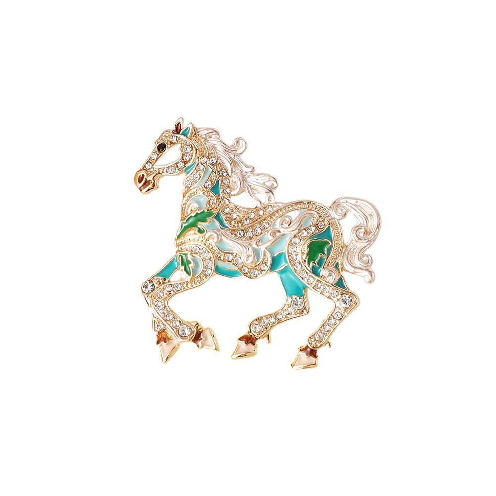 Metal Enamel Horse Brooch Pin Sparkling Mascot Horse Lapel Pin Zodiac Horse Brooch Good Luck