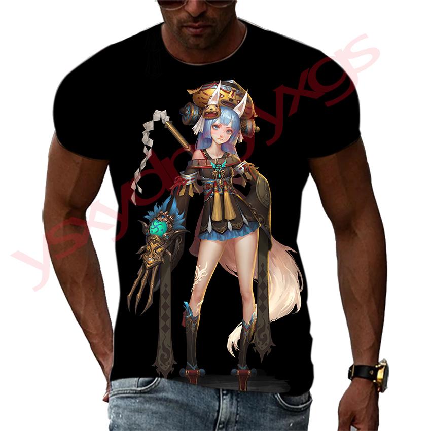 Japanese Cartoon Anime Magic Sexy Witch Men and Women T-Shirt HD 3D Printing Hip Hop Harajuku Tees Round Neck Short Sleeve Tops