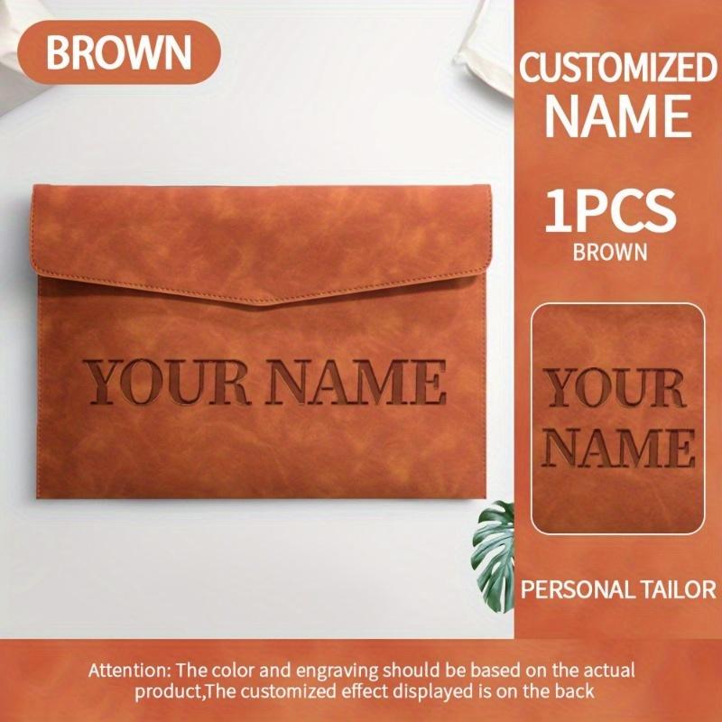 

Персонализированная папка формата А4 для организации бизнеса и офиса - Водонепроницаемая искусственная кожа, Магнитная застежка, Идеально подходит для экзаменов коричневый