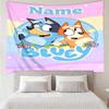 Custom Name Bluey Print Tapestry, Backdrop, Easy Setup, Ideal for Bedroom, Office & Living Room, with Aesthetic Wall Hanging Decor.