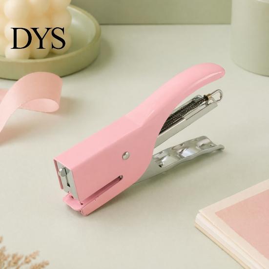 Office Workspace Accessories Mini Handheld Stapler, with Ergonomic Curved Design, Macaron Stapler for Paper Colored Compact Metal Daily Document
