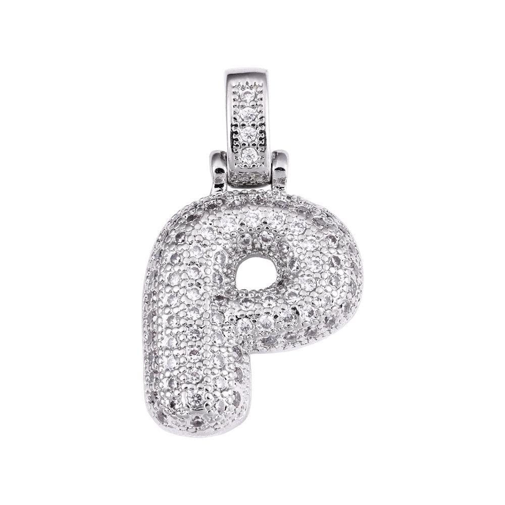 Cross Hip Hop Copper Zircon 26-Letter Pendant Necklace