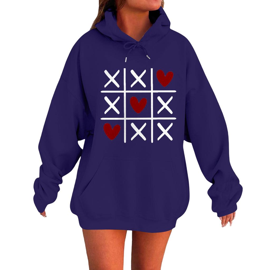 Damen Locker Bequem Lässig Modisch Liebe Aufdruck Langarm Sweatshirt