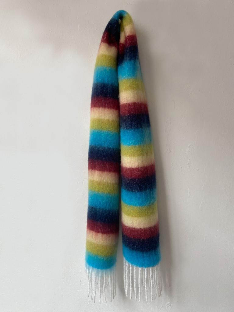 Dopamine striped plaid imitation cashmere scarf women's winter with warm wool scarf