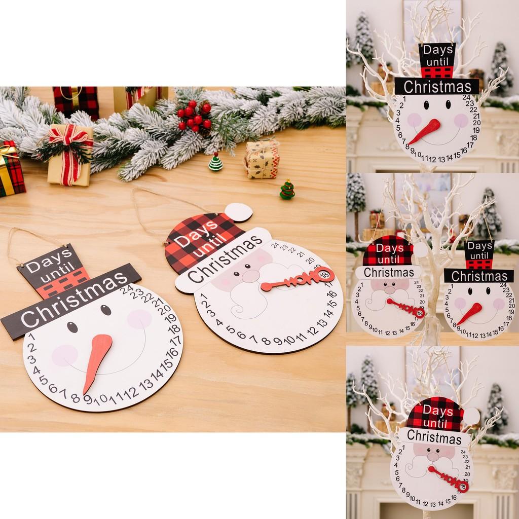 Delightful Wooden Christmas Calendar With Cheerful Snowman And Santa Hat Design