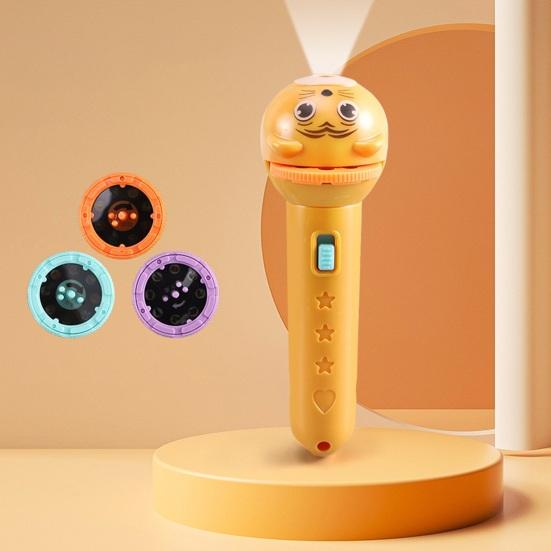 Kids Story Projector Flashlight Animal Image Projector Toy with Changeable Discs Early Learning Educational Toy for Bedtime Fun Gift for Children
