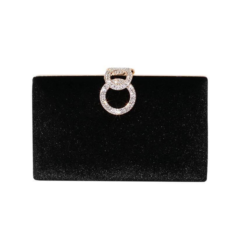 New Fashion Temperament Women's Dinner Bag High-end Velvet Clutch Bag Solid Color Chain Diamond Evening Bag