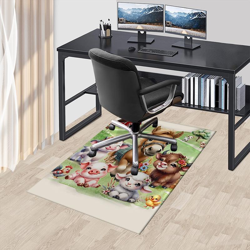 Chair Mat Office Carpet: Large Size, Cute Farm Animal Print, Home Decor for Sofa, Office Use, Gift Idea for Bedroom, Living Room & Various Rooms