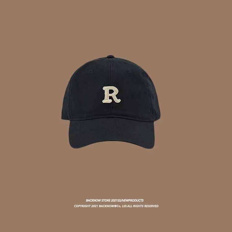 Versatile Large Head Baseball Cap: Solid Color, Deep Crown, Wide Brim, Embroidered Letter Design