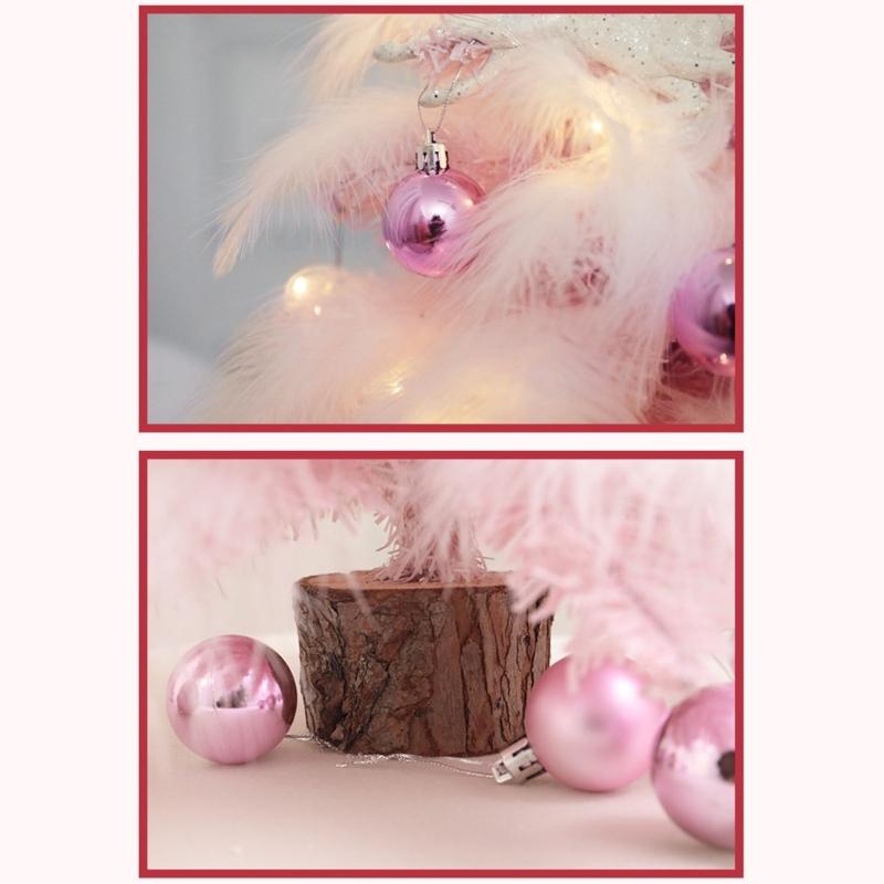 Delightful Mini Feather Christmas Tree with Light Ornaments Tabletop Christmas Tree, Easy To Assemble Cheerful Designs